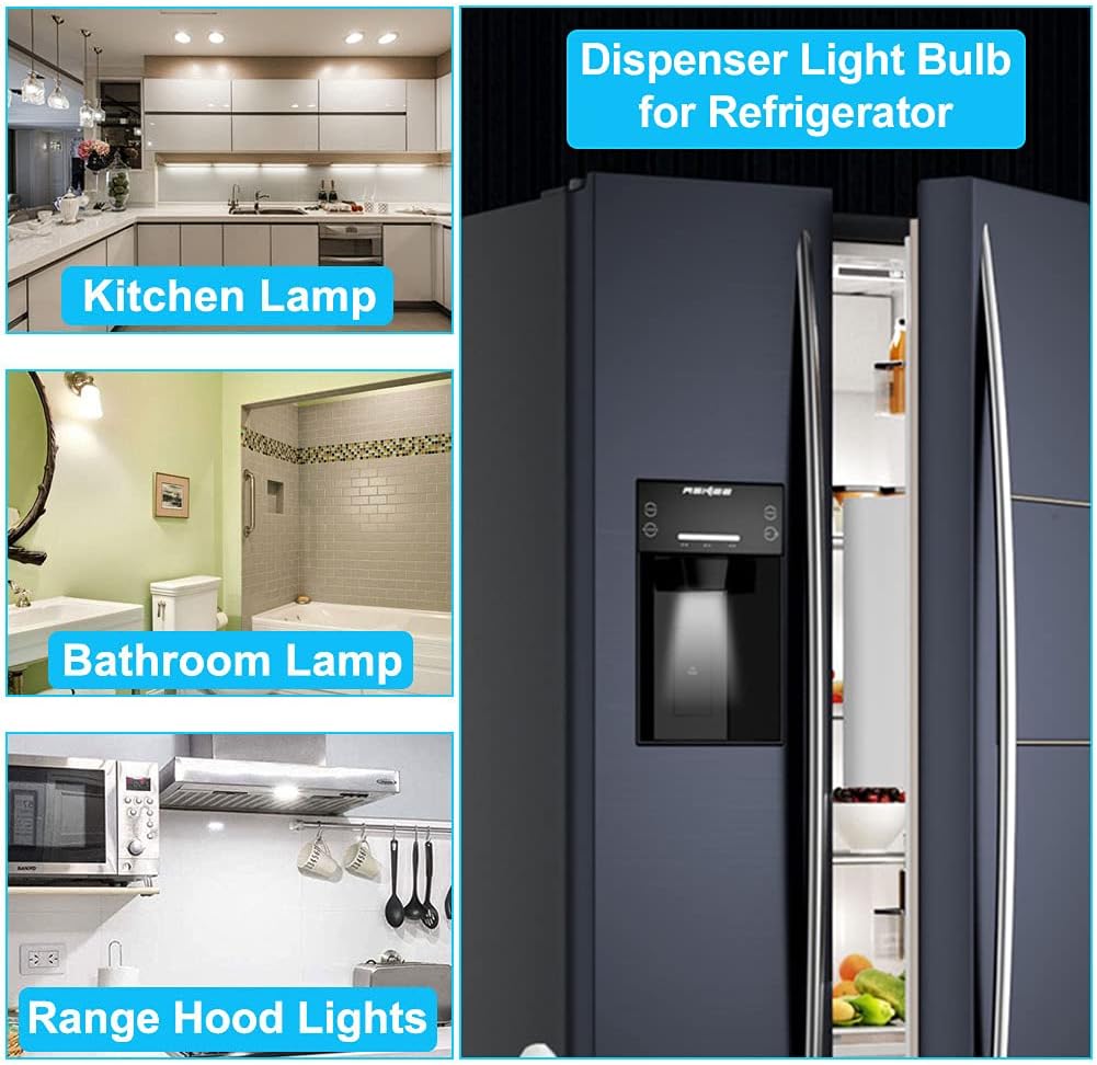 E12 LED Fridge Water Dispenser Light Bulb 2W E12 120V Daylight White 2-Pack