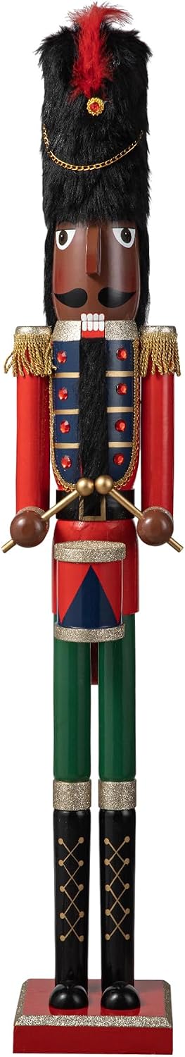 42" Christmas Soldier Nutcracker-Wooden African American Soldier Nutcracker for Festive Christmas Party Indoor Winter