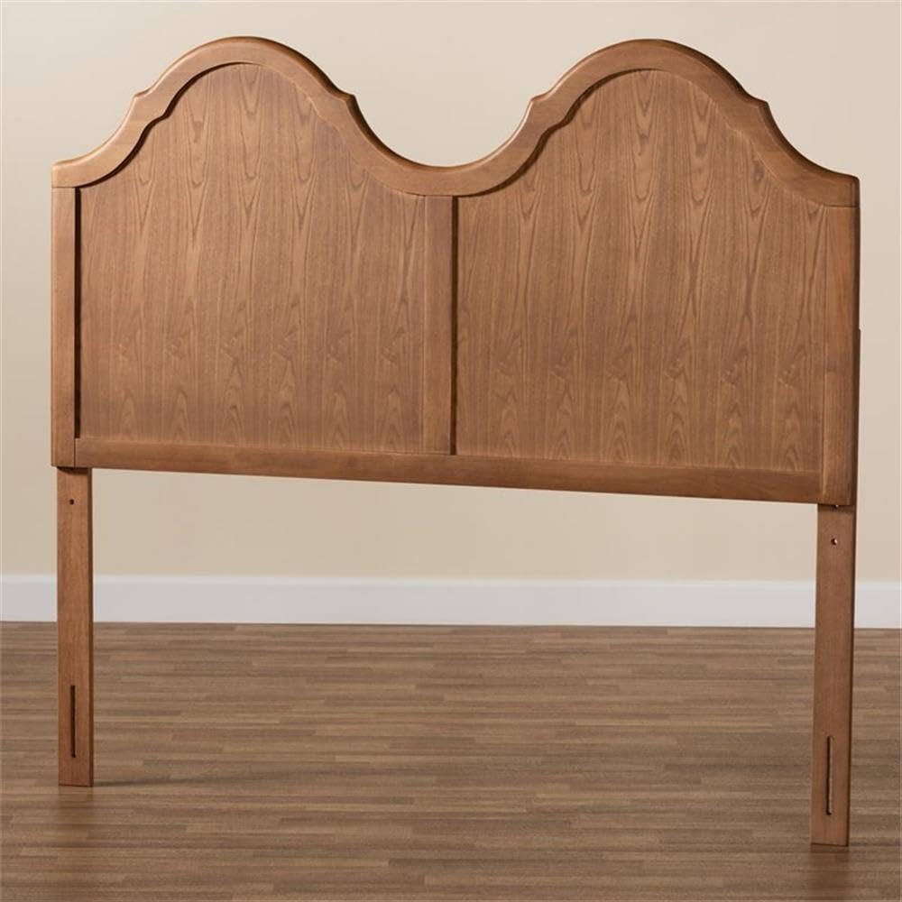 Tobin Vintage Classic and Traditional Ash Walnut Finished Wood Queen Size Arched Headboard