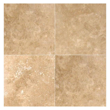 12x12 Walnut Travertine Tile Filled and Honed Natural Stone for Floor and Wall Use - Box of 10 Pieces Covers 10 Sqft