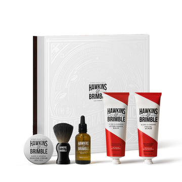 Men's Grooming Gift Set, 5-Pcs Shaving Kit with Face Scrub, Shaving Cream, After Shave Balm, Shaving Brush, Beard Oil