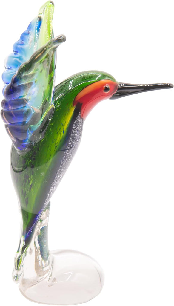 Art 10" Tall Hummingbird Handcrafted Murano-Style Figurine Decor, Living Room, Bed Room, Home Office