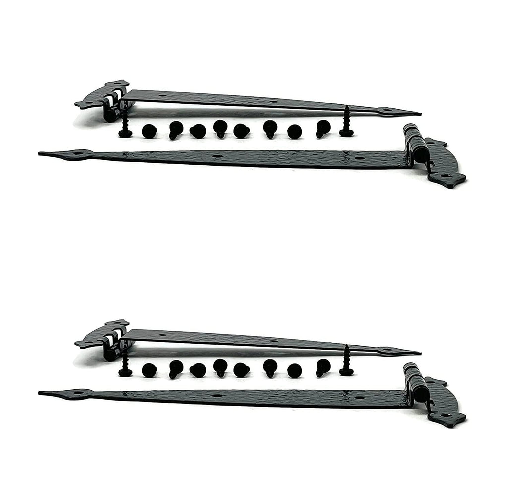 Black Colonial Flush Surface Mount Strap Hinge With Black Screws