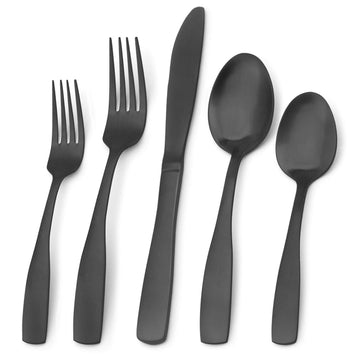 Matte Black Silverware Set, 20-Piece Stainless Steel Flatware Set, Kitchen Utensil Set Service for 4, Tableware