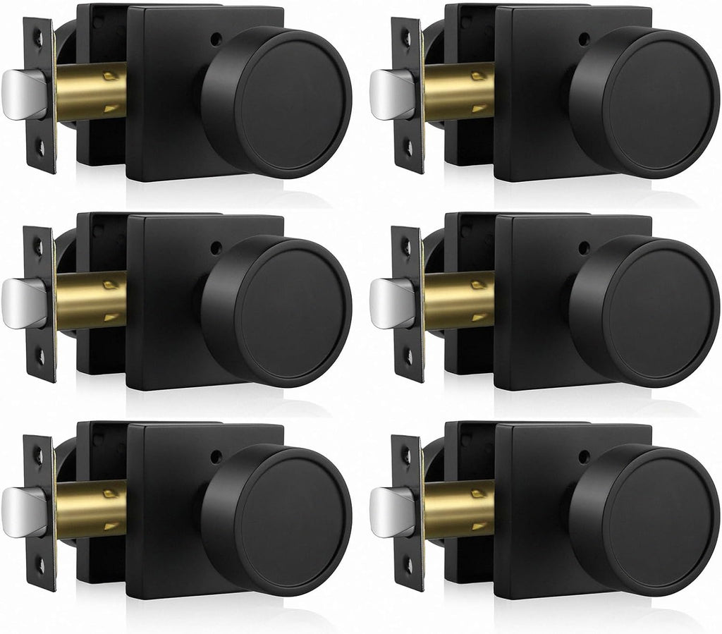 Black Door Knobs Interior, Zinc-Alloy Square Matte Black Privacy Door Knobs Bathroom