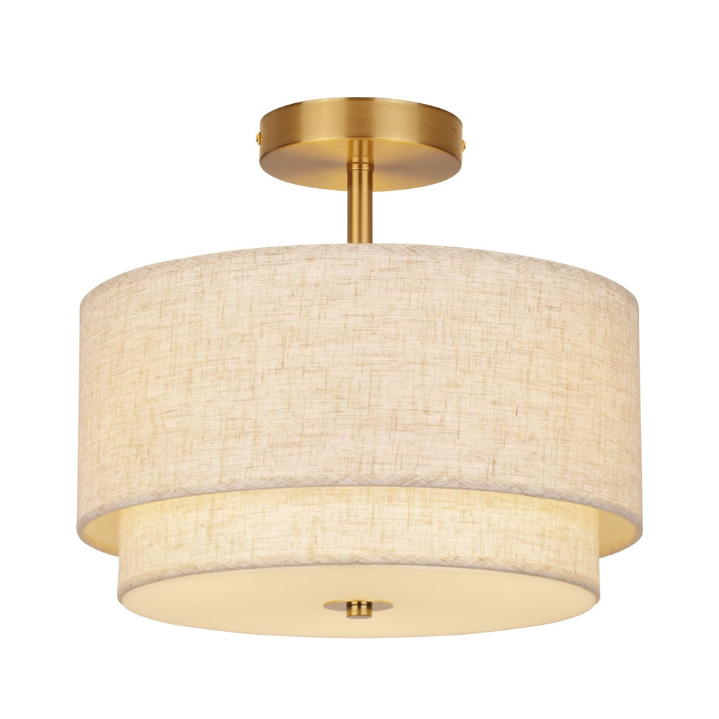Semi Flush Mount Ceiling Light Fixture, 12.6'' Gold Light Fixtures Ceiling Mount, Modern Close to Ceiling Light with