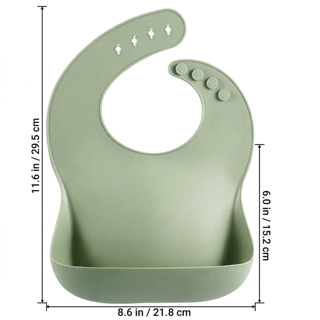 Set of 3 Silicone Baby Bibs Waterproof, Soft, Unisex, 10-72 Months (Brown/Blue/Green)