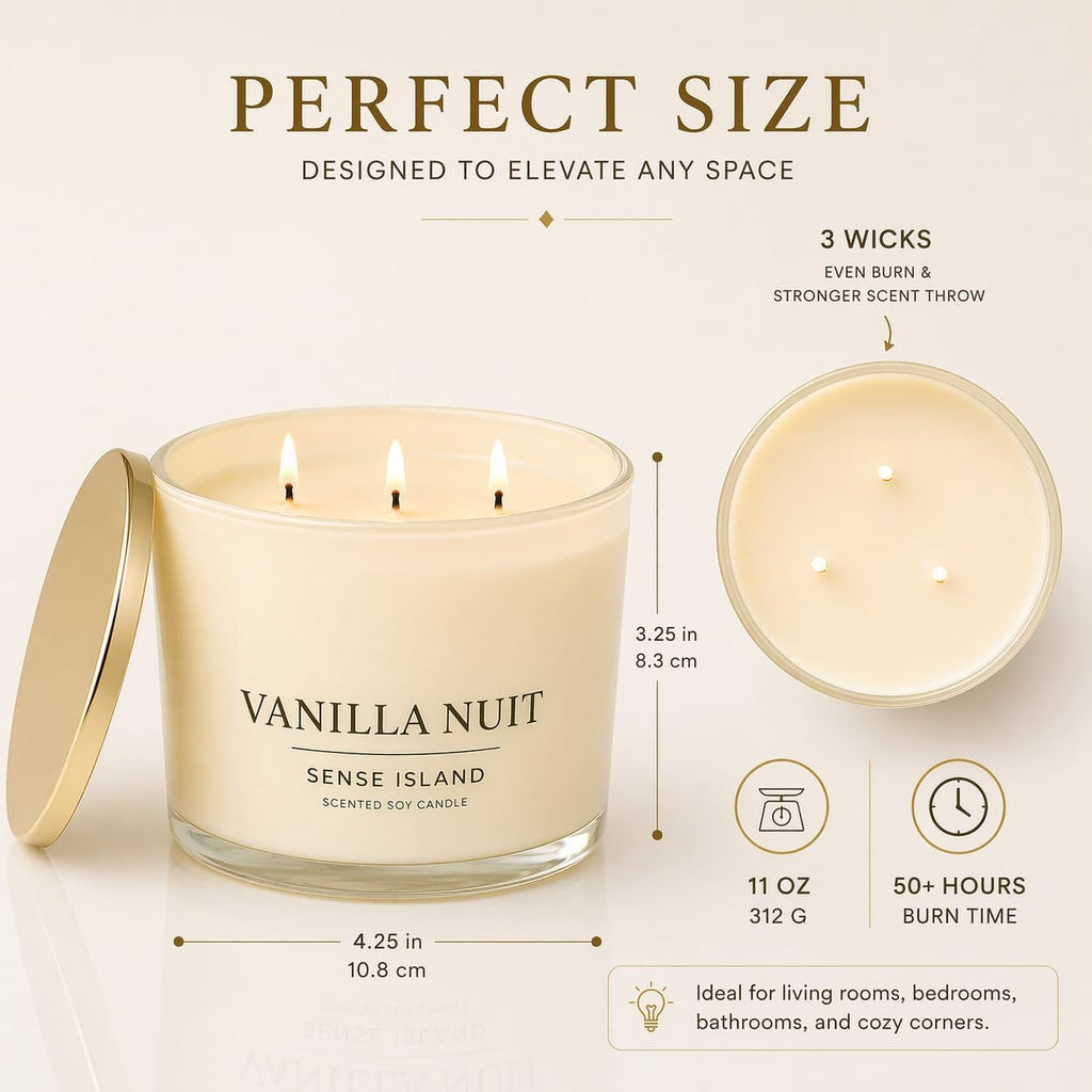 Luxury Vanilla Soy Candles, Large 3 Wick Jar Candle - Set of 106