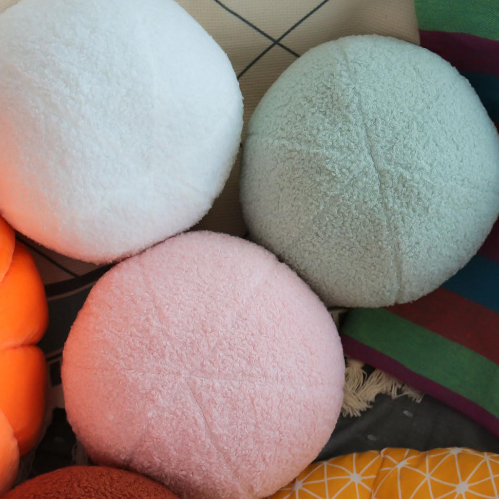 Boucle Ball Throw Pillow 9.8in Nordic Round Pillow Sphere Shaped Pillows Ball Pillow Decorative Throw Pillow for
