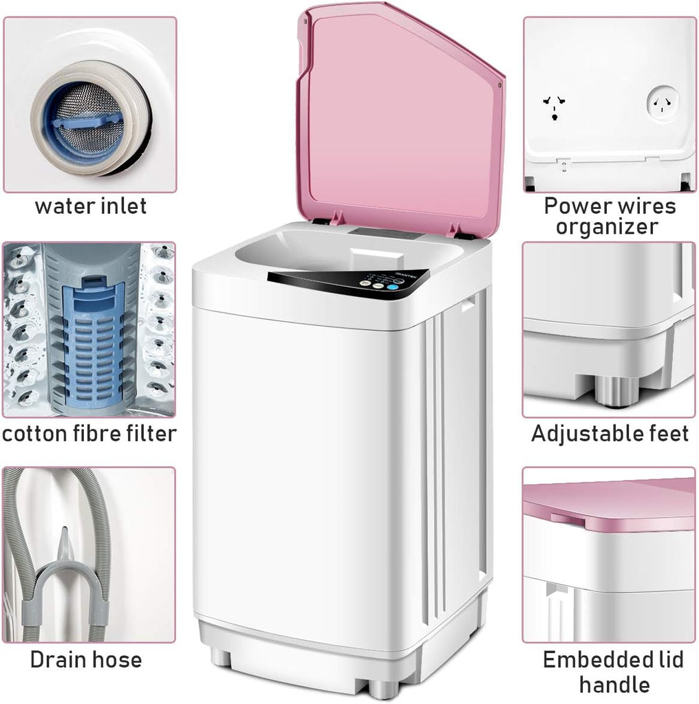Full-Automatic Washing Machine Portable Washer and Spin Dryer 7.7 lbs Capacity Compact Laundry Washer with Built-in