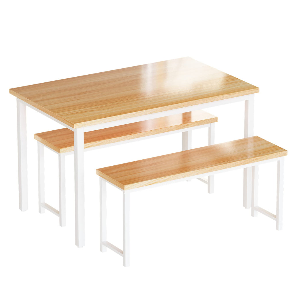 Dining Table Set with Two Benches, Kitchen Table Set for 4-6 Persons, Kitchen Table of 47.2 x 28.7 x 28.7 Inches