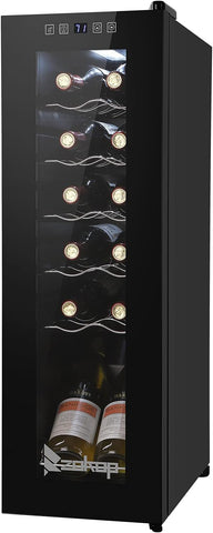 10''W Small Wine Fridge with Compressor, 12 Bottles Freestanding Wine Cooler Ref