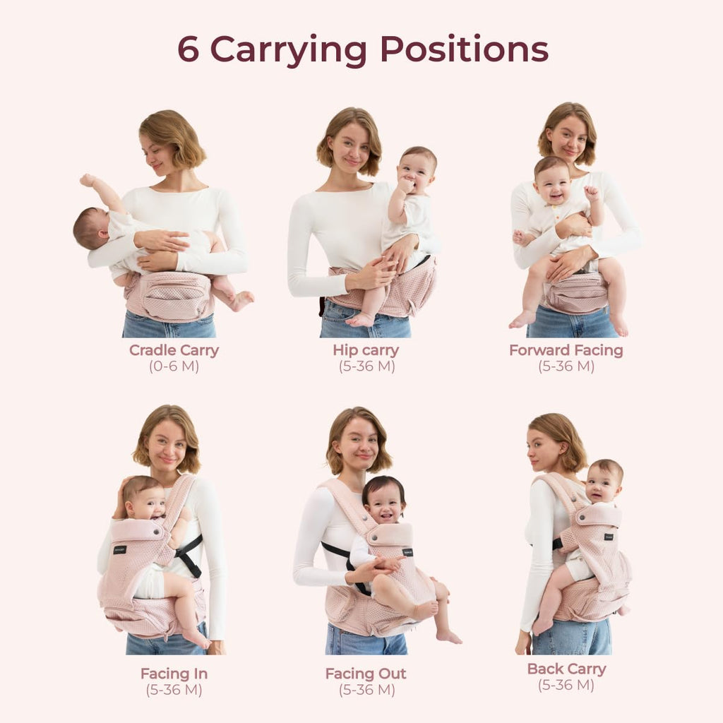 Baby Carrier with Hip Seat, in-1 Detachable Hands-Free Carrier for Long Walks, Forward-Facing Carry 7-44lbs