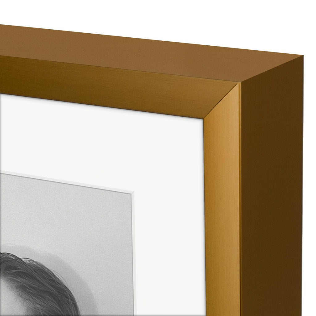 8x10 Bronze Aluminum Frame with White Mat, Real Glass