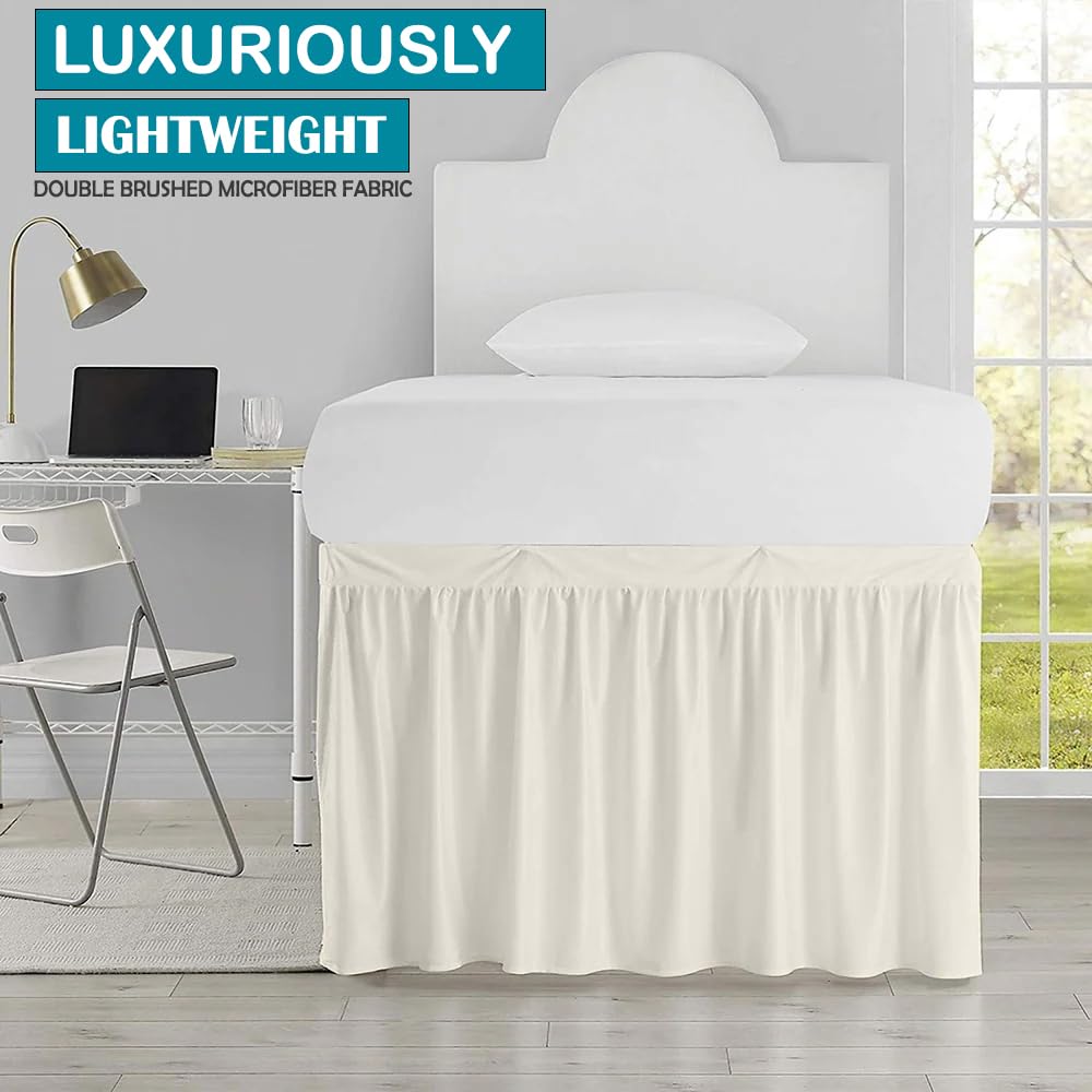 Dorm Bed Skirt- Ruffled Dorm Sized Bed Skirt- Extra Long Dorm Bed Skirt- College Dorm Room Bed Skirt Twin XL- 32 Inch