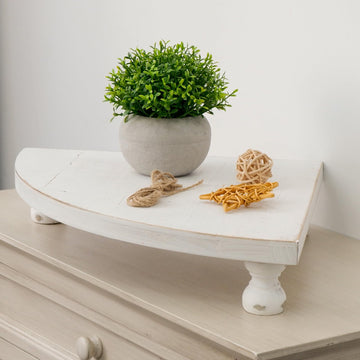 Corner Counter Wood Shelf, Rustic Pedestal Stand, Farmhouse Corner Shelves Stand, Tray Riser for Coffee Bar, Bathroom