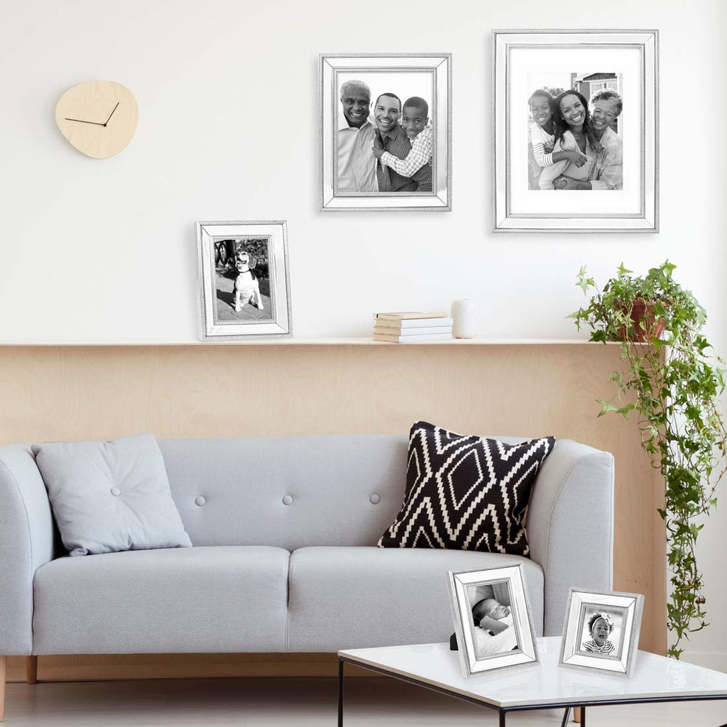 Jacobs 11x14 (Matted 8x10) Silver Beveled Mirror Picture Frame