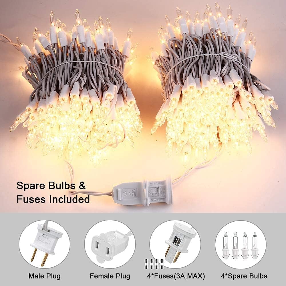 White Christmas String Lights, 69.6ft 300 Count Incandescent