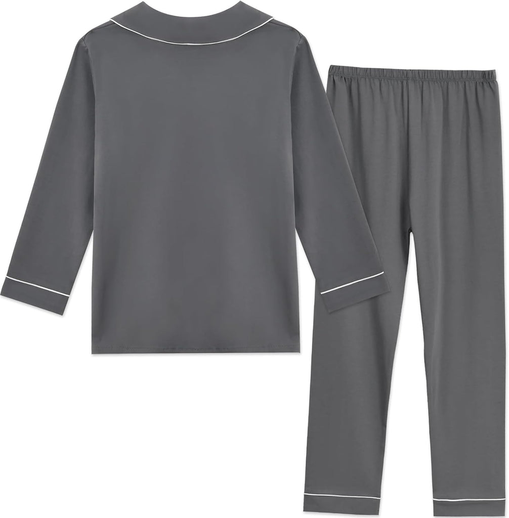 Unisex Kids Pajamas Set Button-Down Long Sleeve for Boys Girls