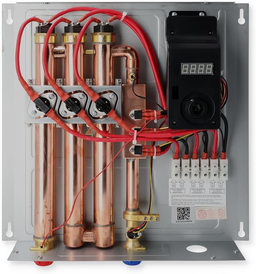 24 24 KW at 240-Volt Electric Tankless Water Heater with Patented Self Modulating Technology, 17 x 17 x 3.5