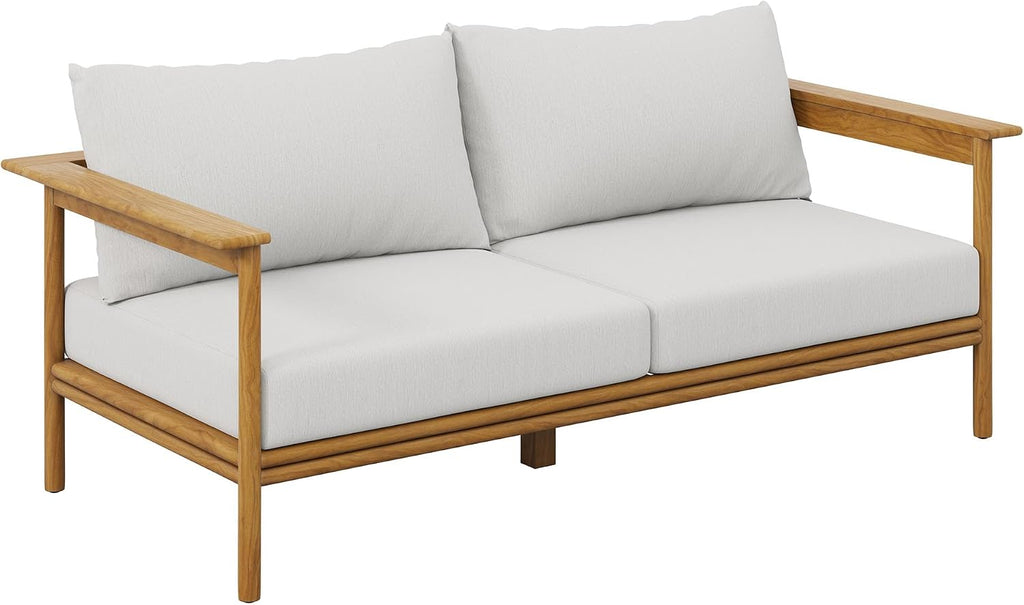 Wren Teak Wood Outdoor Sofa in Natural Sail