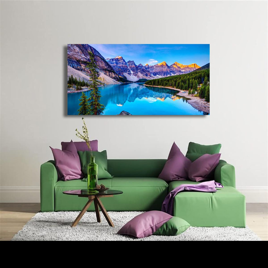 Wall Art Lake Mountain Landscape Picture Print Canvas Wall Art Modern Giclee Artwork Home Decor Stretched and Framed
