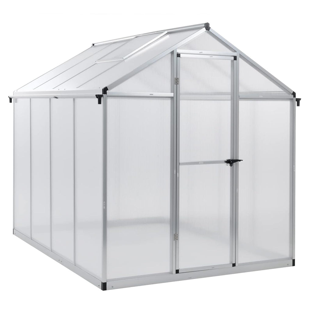 6 x 8 Ft Walk-in Greenhouse with Gutter, Adjustment Skylight