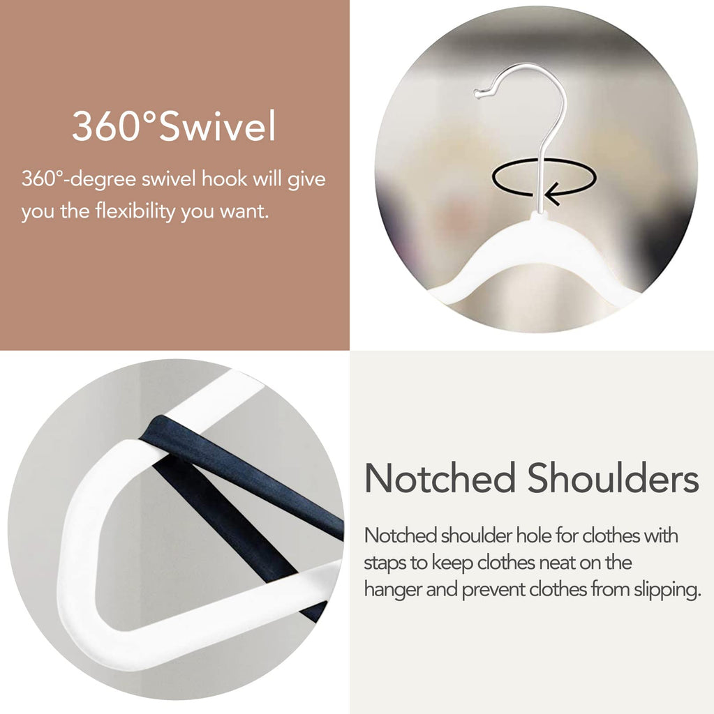 50 Pack Slim Plastic Clothes Hangers, White