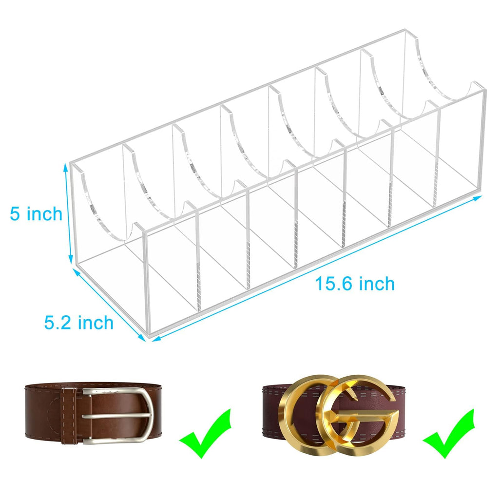 Belt Organizer for Closet, Acrylic Belt Box, Belt Storage, 7 Grids