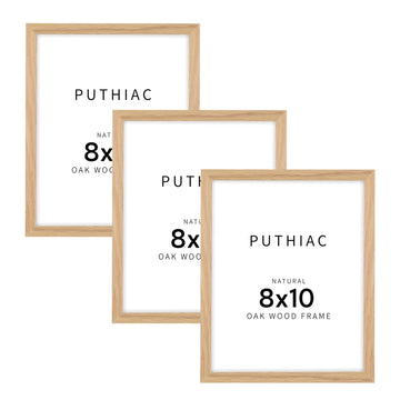8x10 Solid Oak Wood Picture Frames, Natural Oak, 3 Pack