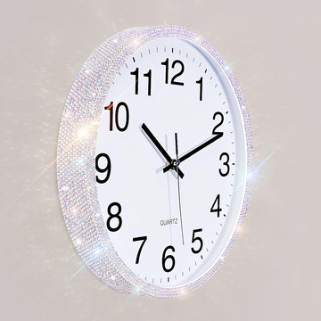 Bling Round Wall Clock for Wall Decoration, Glass Rhinestone Full Coverage Clock Sparkle Twinkle Glitter Home Decor.