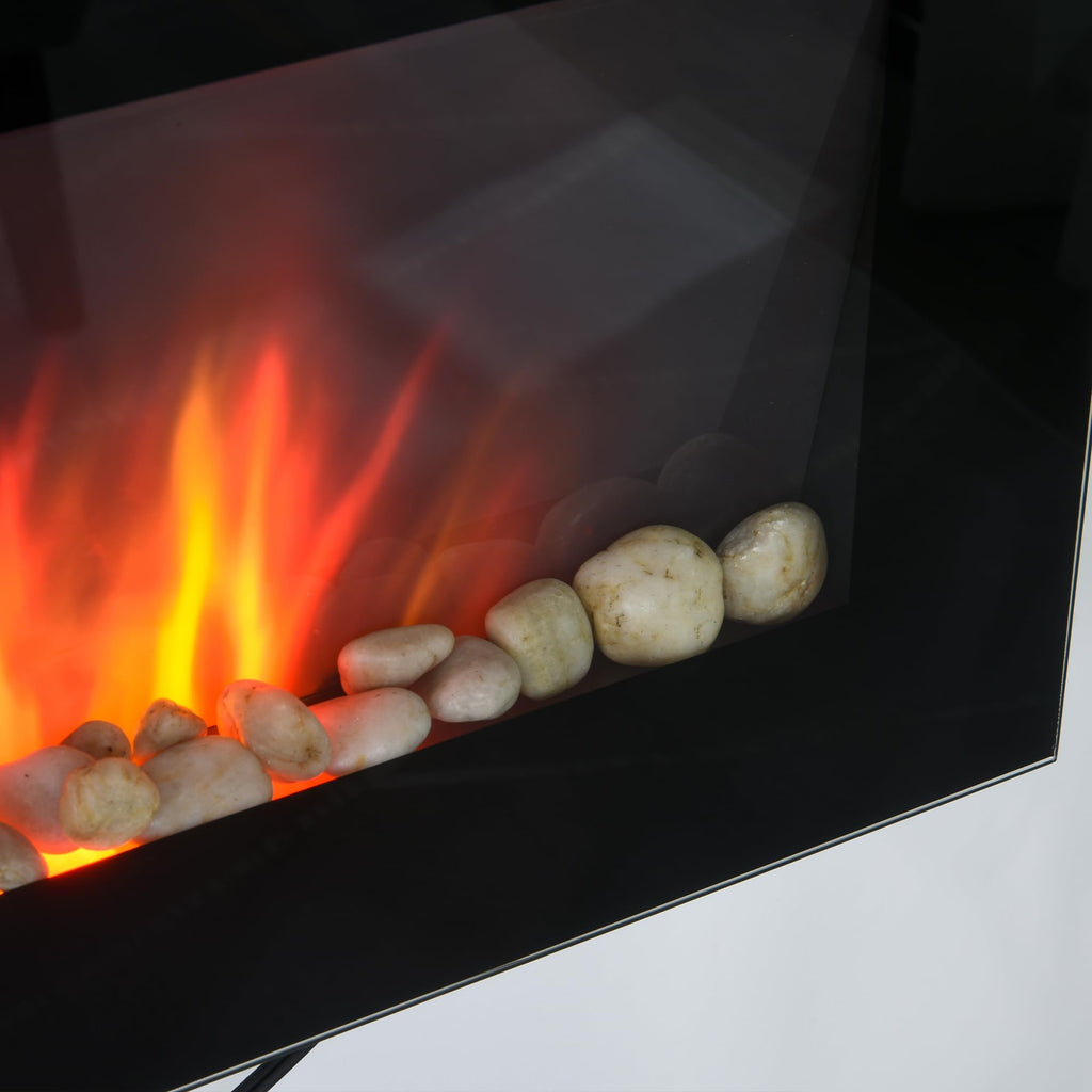 29" Electric Fireplace Wall Mounted Fireplace Heater 1450W Black