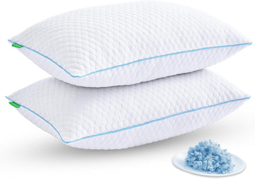 Shredded Memory Foam Pillows for Sleeping 2 Pack - Cooling Bed Pillows Standard Size Set of 2 - Firm Pillow for Side