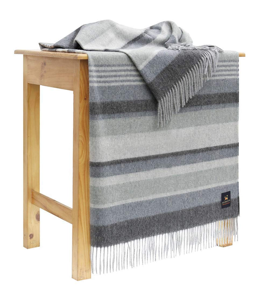 Blanket Throw Warm and Soft Multicolor Striped Design Peru (Gray/Steel Blue/Light Green)