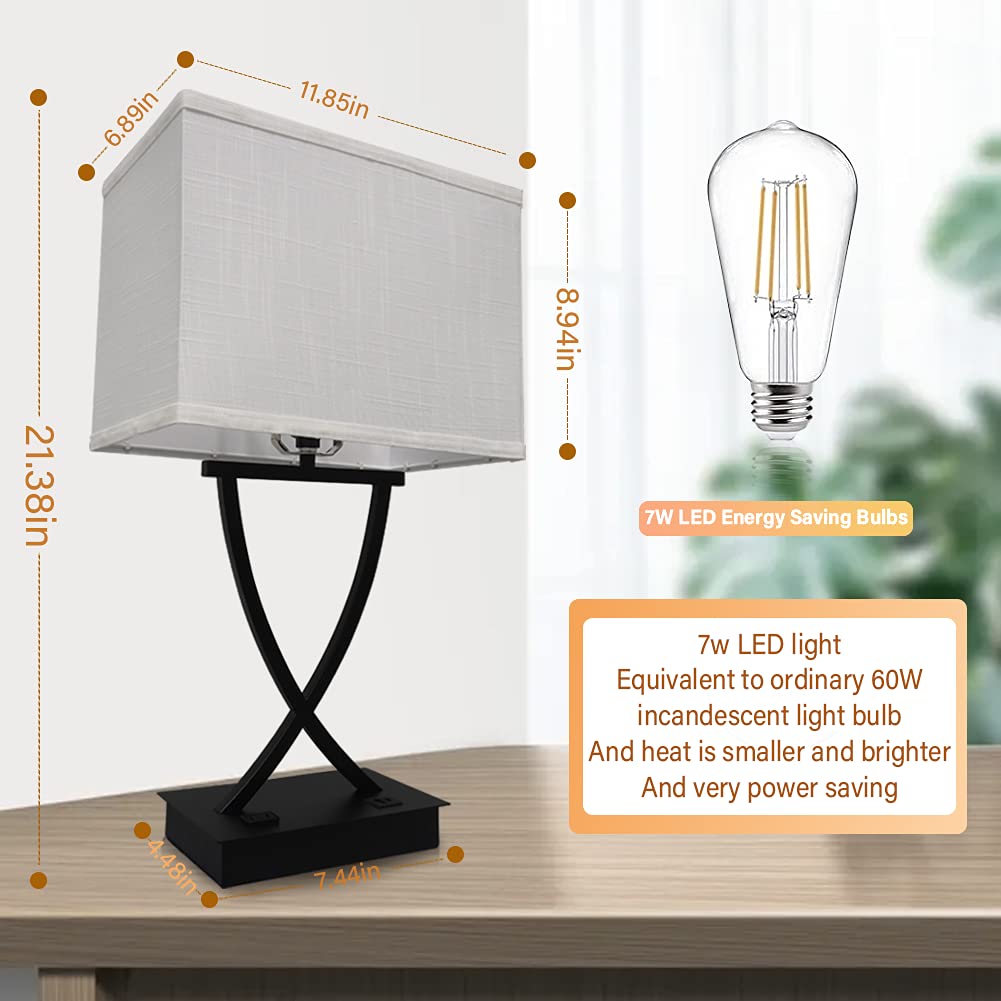 Touch Table Lamp, 3-Way Dim, USB-C/AC