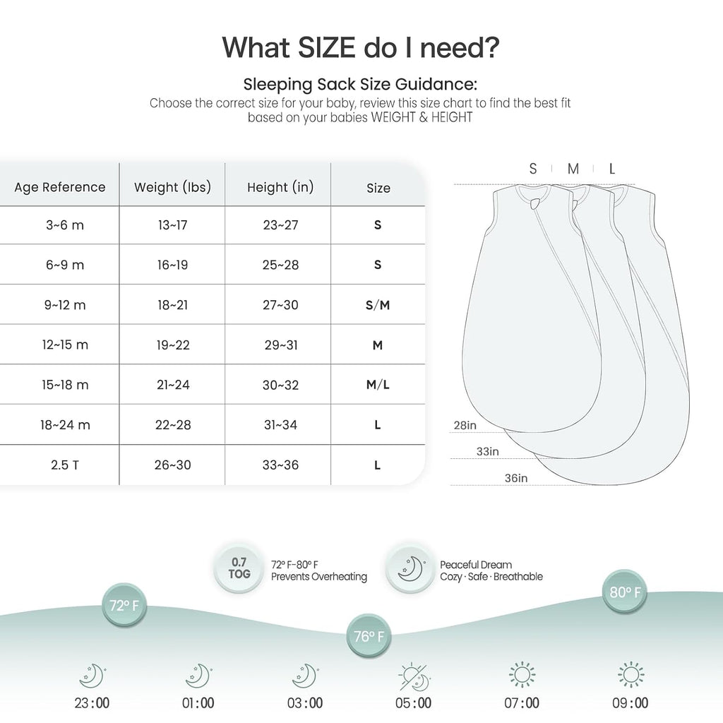 Baby Sleep Sack Muslin: Cotton 0.7TOG Breathable Wearable Blanket