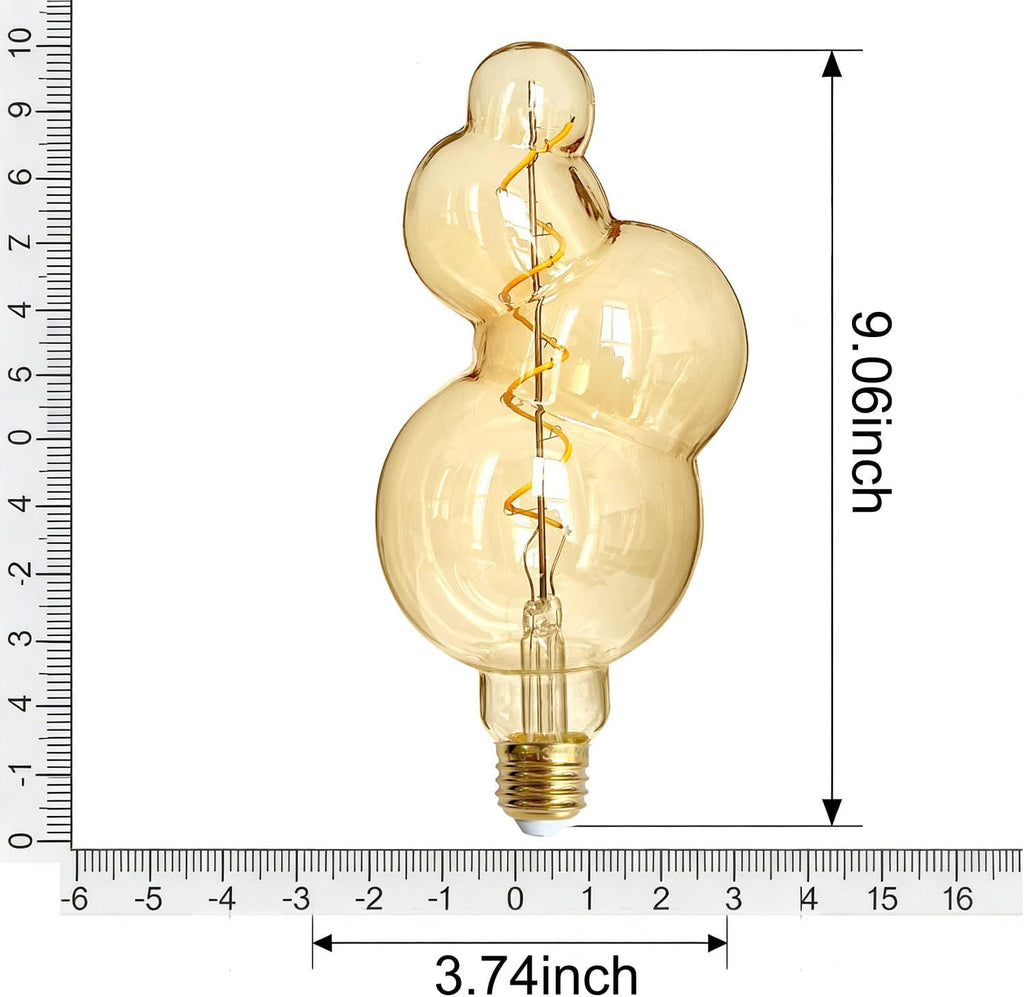 Dimmable LED Edison Bulb 4W 25W Equivalent 2000K Warm White, Bubble Amber Glass Spiral Filament E26 Vintage