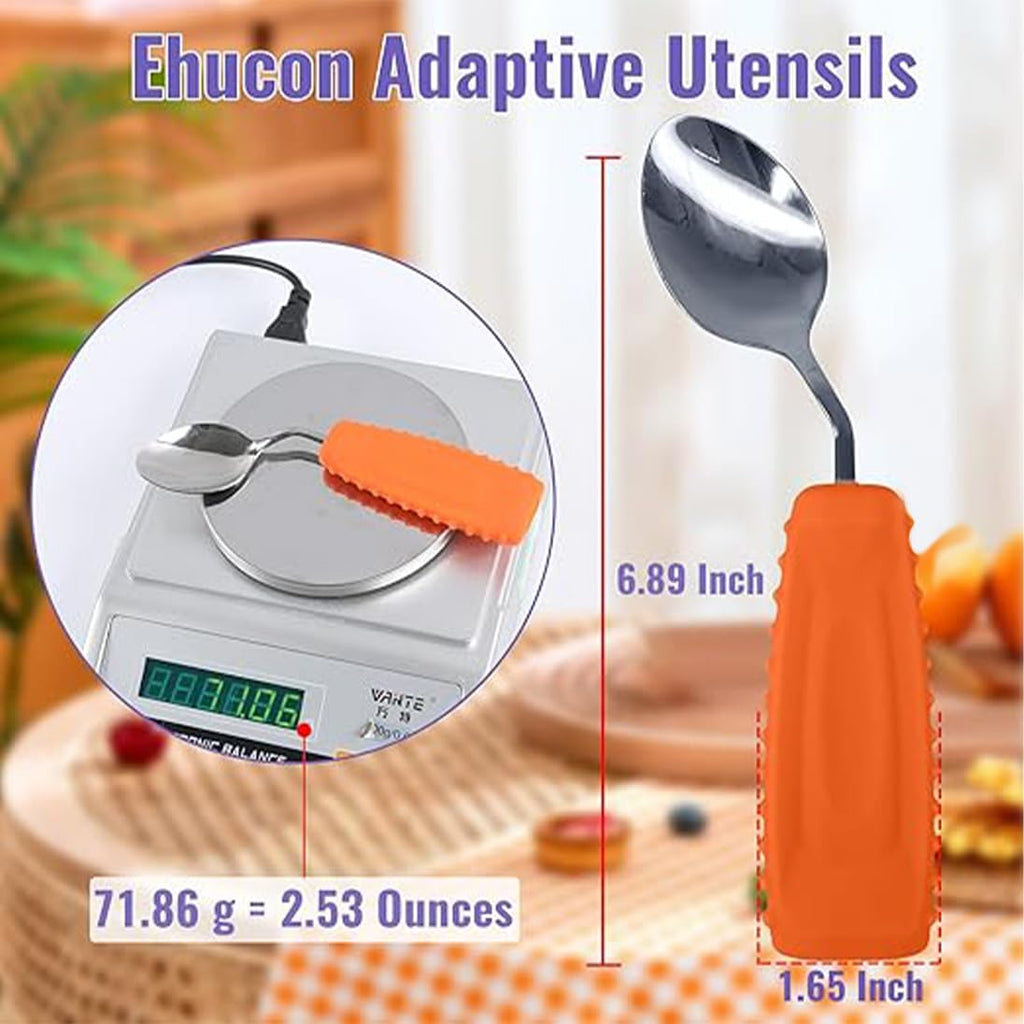 Adaptive Utensils, Weighted Angled Silverware, Parkinsons Aids, Angled Silverware Spoon and Fork Set for Elderly
