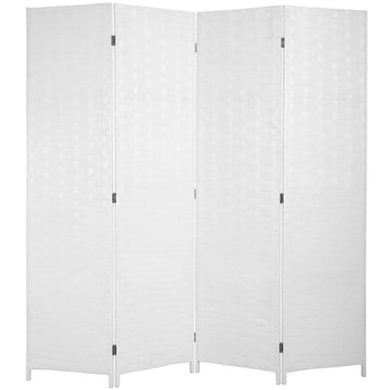 4-Panel Folding Room Divider | 6ft, White | Light & Portable