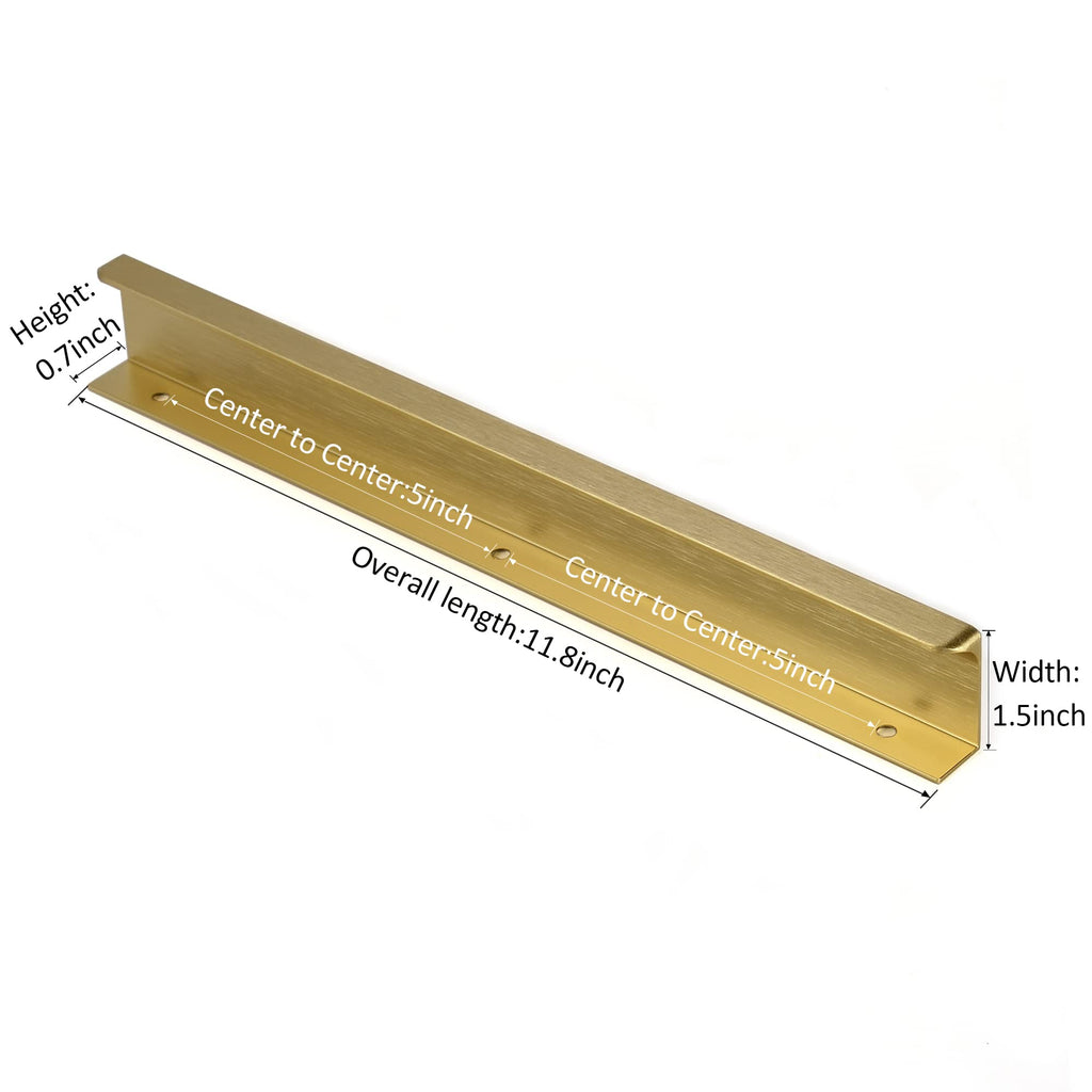 Edge Finger Tab Pull for cabinets Kitchen Concealed Drawer pulls Aluminum Flat Hidden Brushed Brass Mount Door Long
