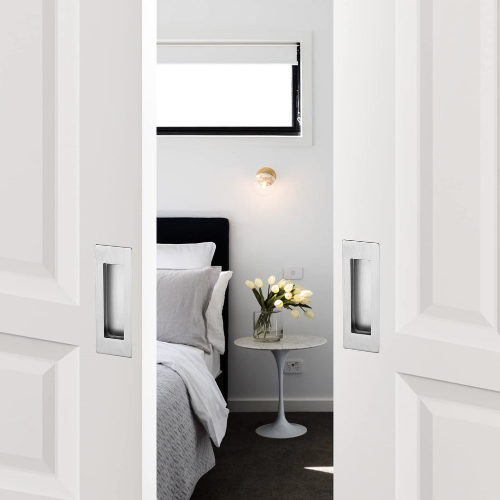 2 Pack Brushed Nickel Sliding Closet Door Handles, 5.9in Length