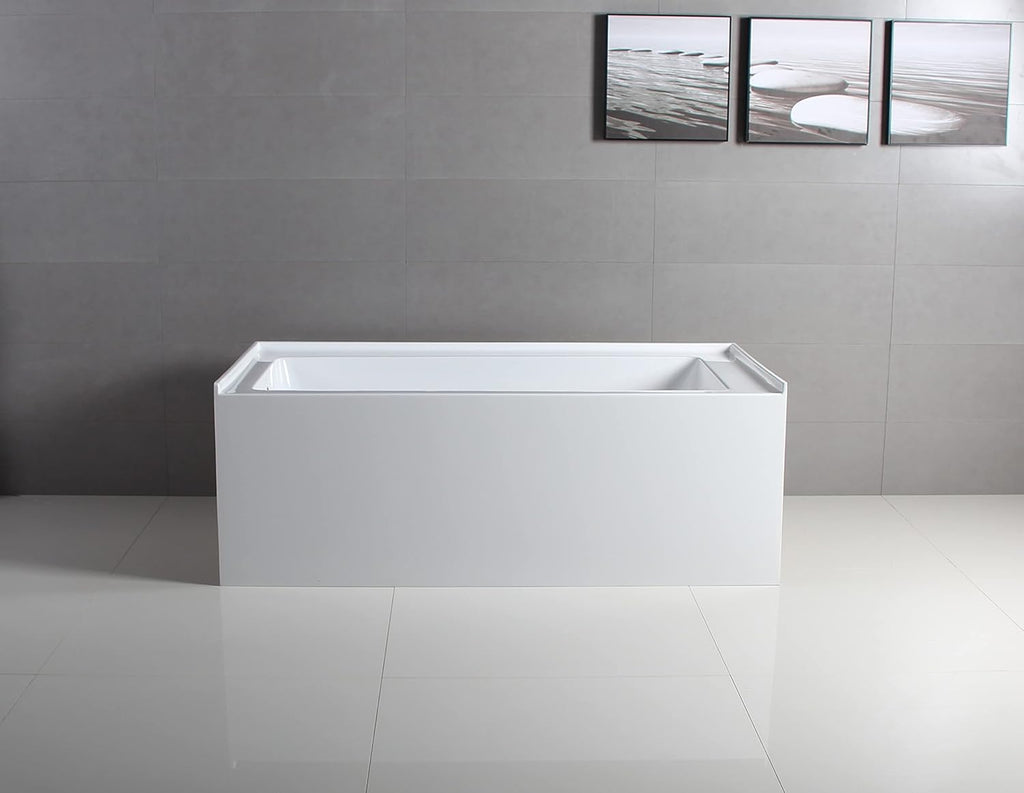 Aqua Eden VTAP603622L 60-Inch Acrylic Alcove Tub with Left Hand Drain, White