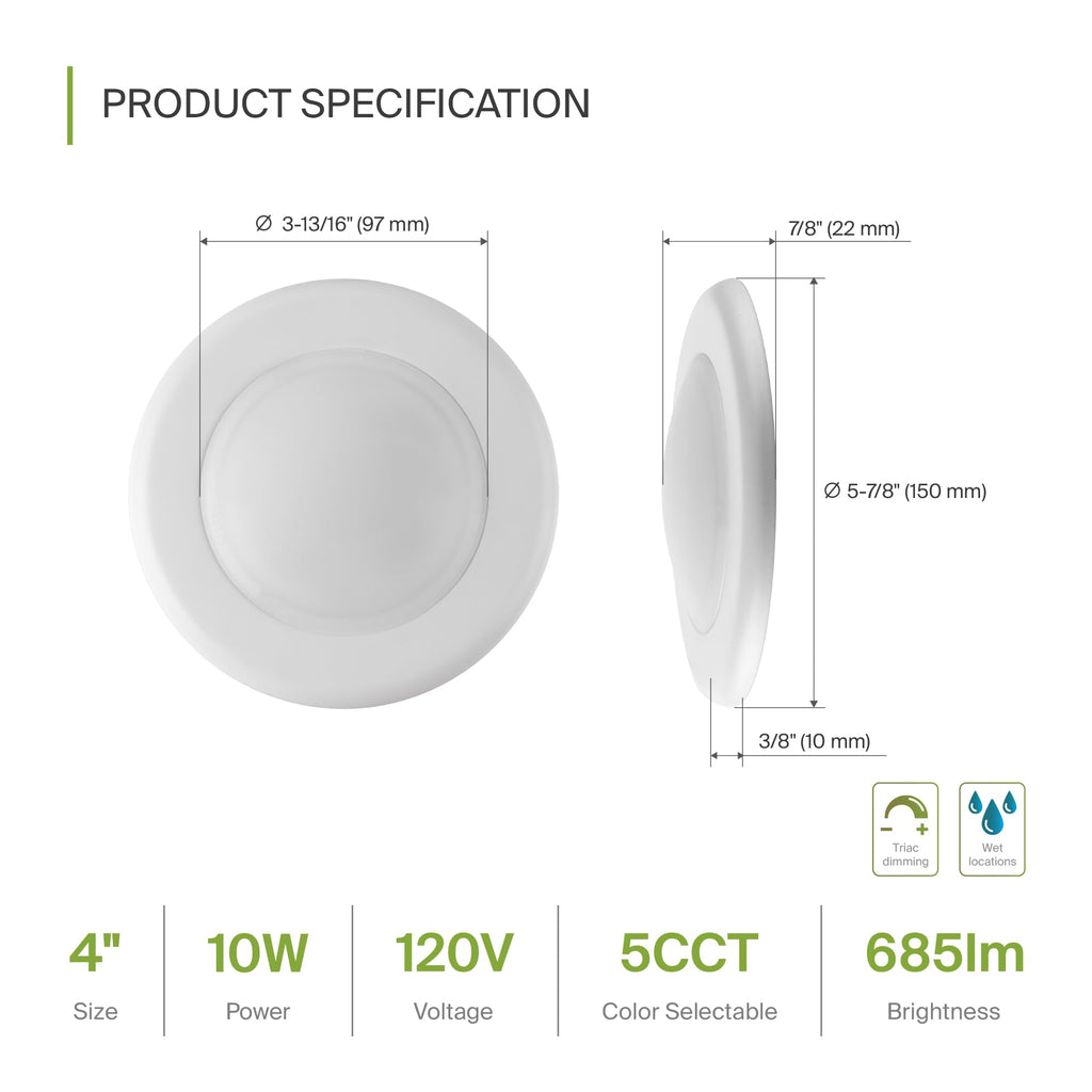12 Pack LED Disk Lights 4 Inch, 5CCT Flush Mount Ceiling Light Fixture