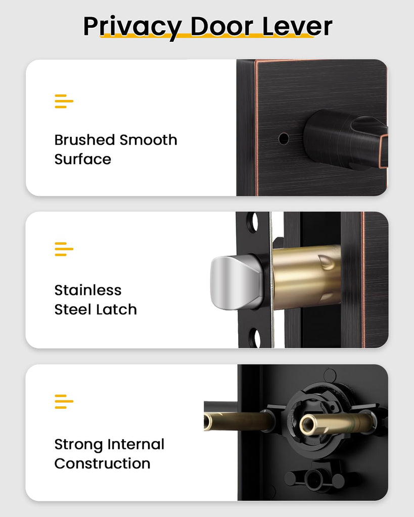Oil Rubbed Bronze Door Handles Interior,Privacy Bedroom- 3 Pack