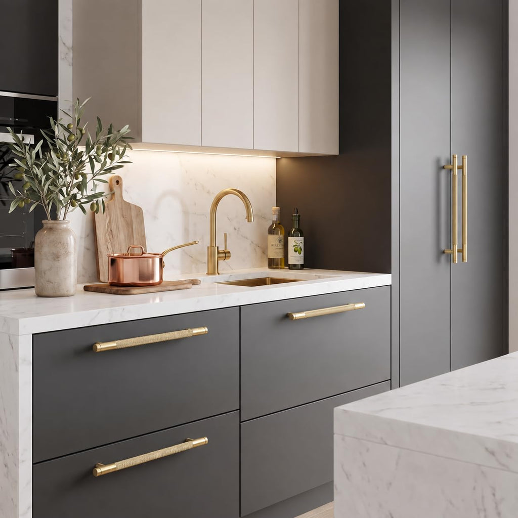 15 Inch(381mm) Drawer Appliance Handles Knurled Gold Cabinet Pulls Drawer Pulls Kitchen Hardware Kitchen