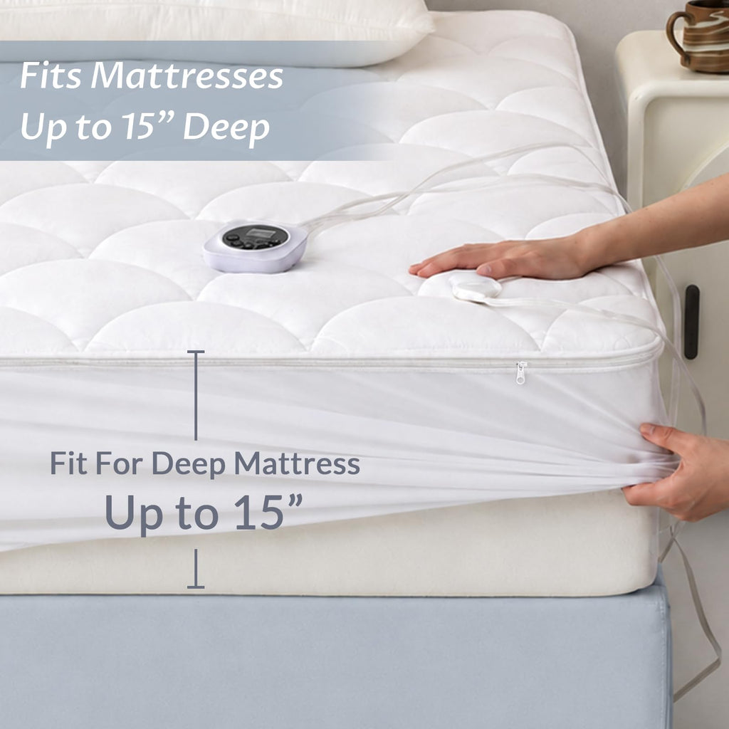 Heated Mattress Pad, Zipper-Removable Top, Machine Washable