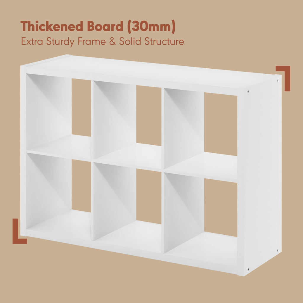 Cubicle Record Player Stand, 6-Cube Vinyl Record Storage, White