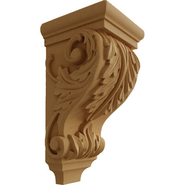 5"W x 5"D x 10"H Medium Acanthus Wood Corbel, Alder