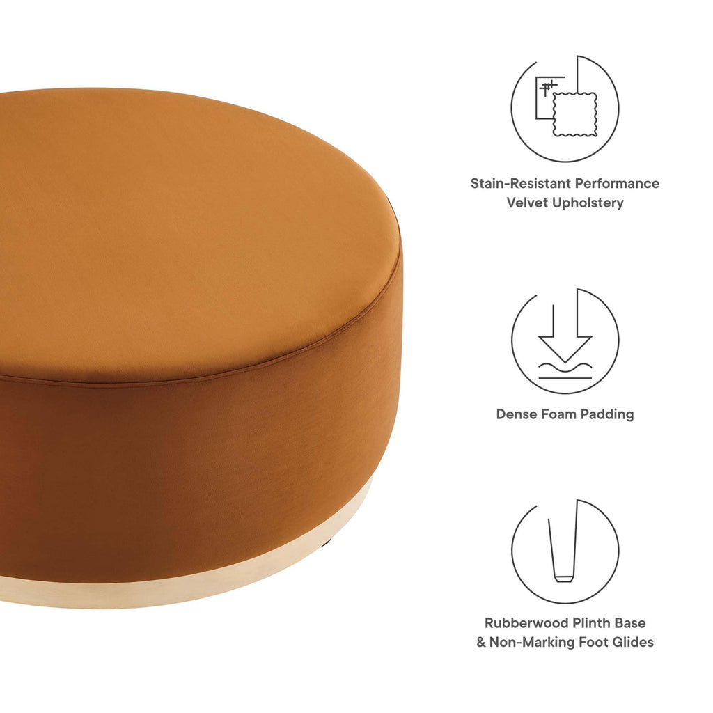 Large 38" Round Performance Velvet Upholstered Upholstered Ottoman