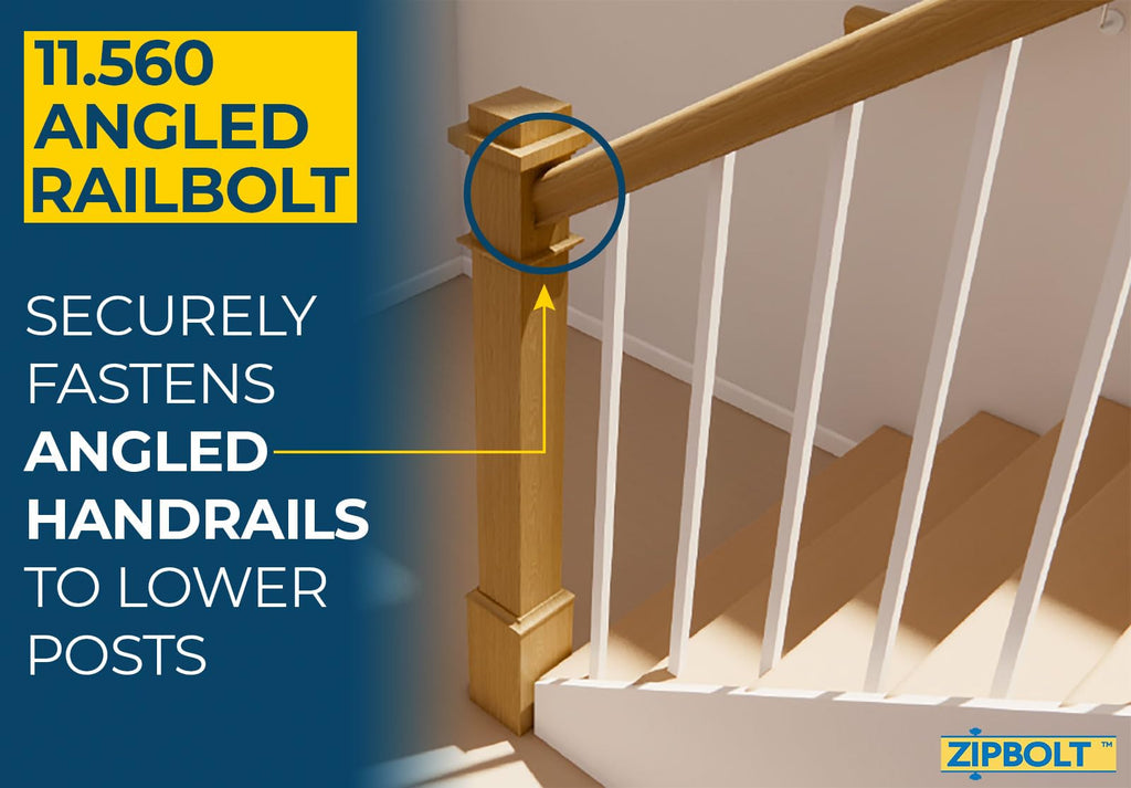 Angled Railbolt, Handrail to Newel Post, 5 x 2-Pack, 11.560